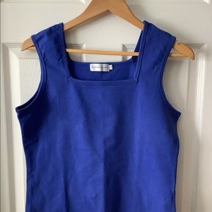 Blue square neck tank top